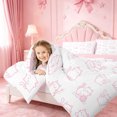 thumbnail image 3 of meiyoeat Pink Cute Cat Pattern Full Size Comforter Sets,Girly Kitten Print Bedding Comforter Set For Girl,Reversible,3 Pieces,1 Comforter and 2 Pillowcases, 3 of 7