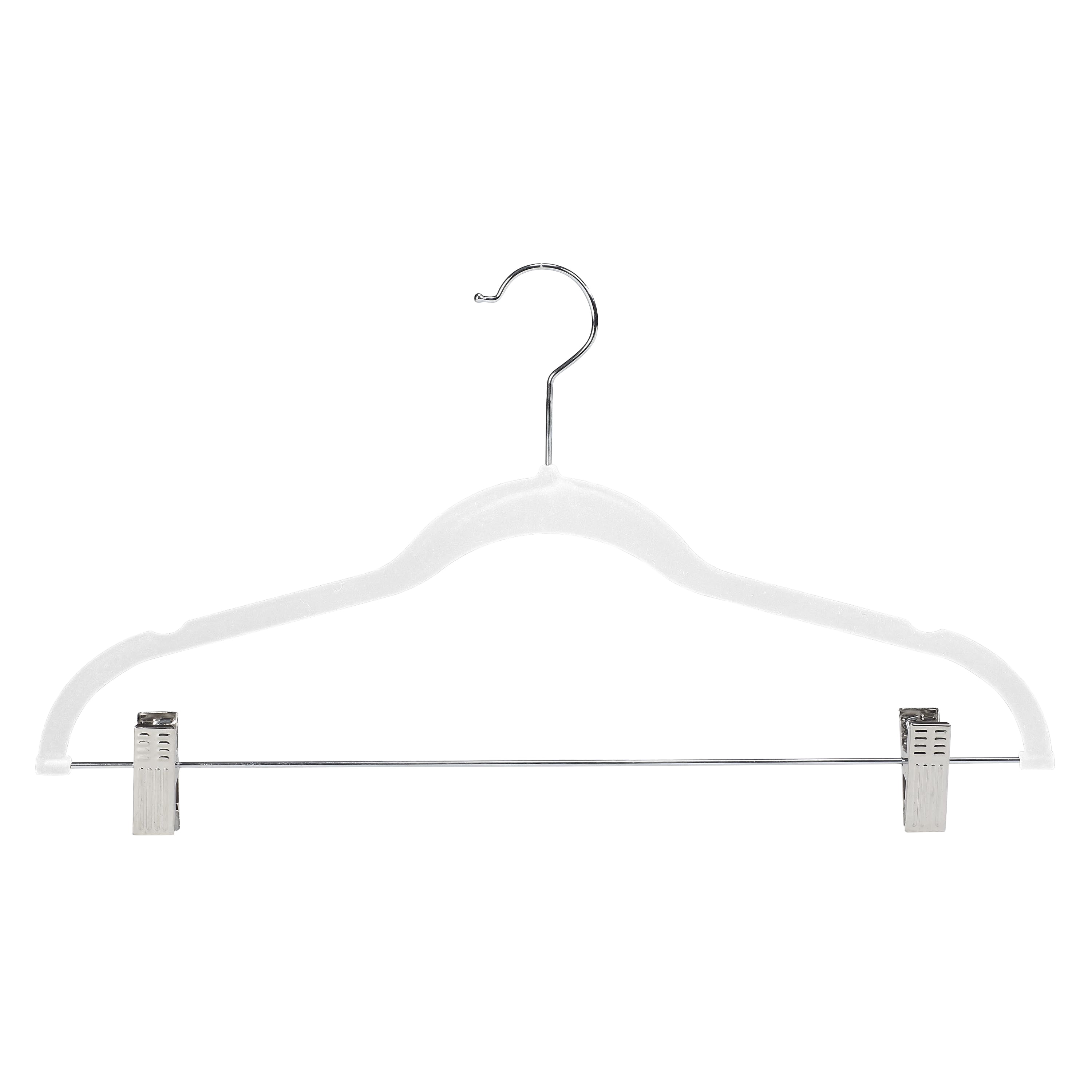 Simplify 24 Pack Velvet Skirt Hangers with Clips, Adult Size, White