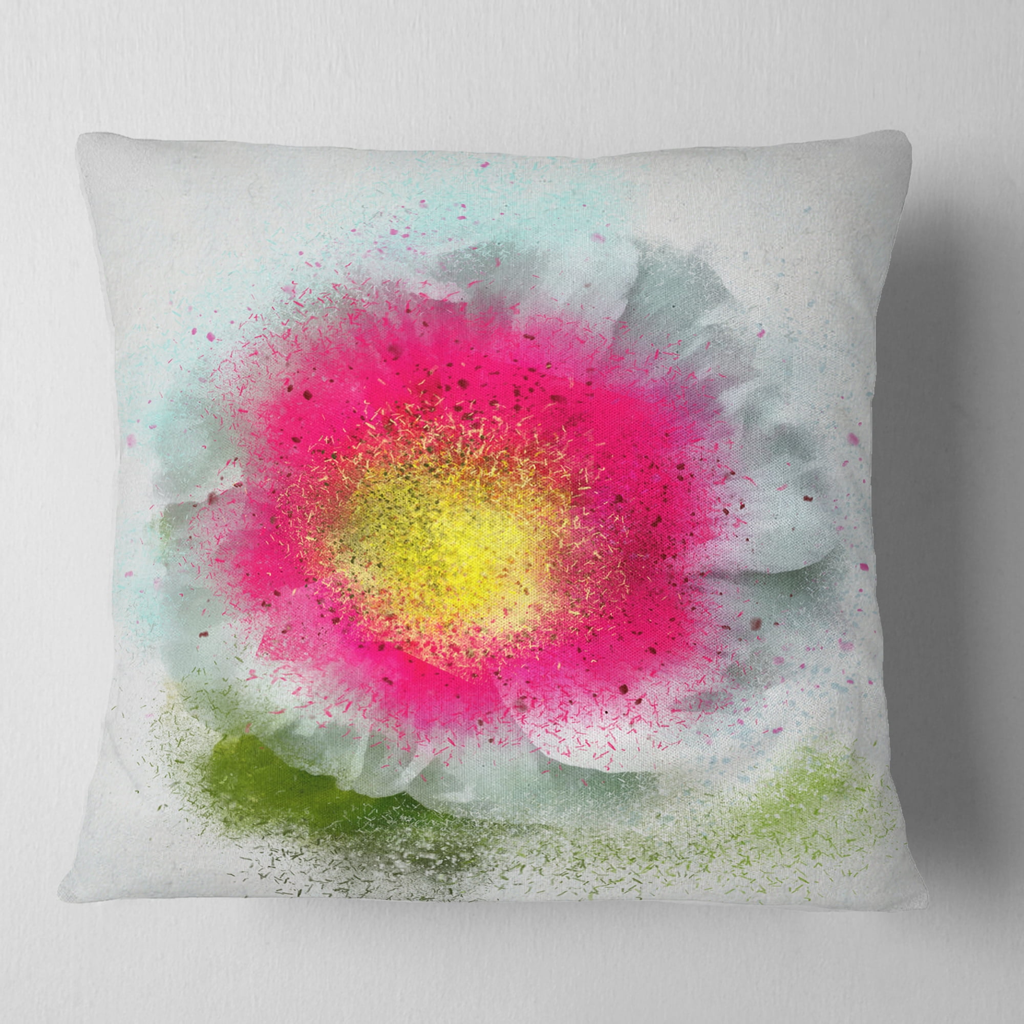 Designart Large Red Poppy Flower on White - Floral Throw Pillow - 16x16