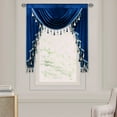 thumbnail image 3 of VOGOL Velvet Valance Curtains for Kitchen, 39 inch Wide Single Panel Rod Pocket Decorative Drapes with Tassels for Library Dining Room, Blue, 3 of 8