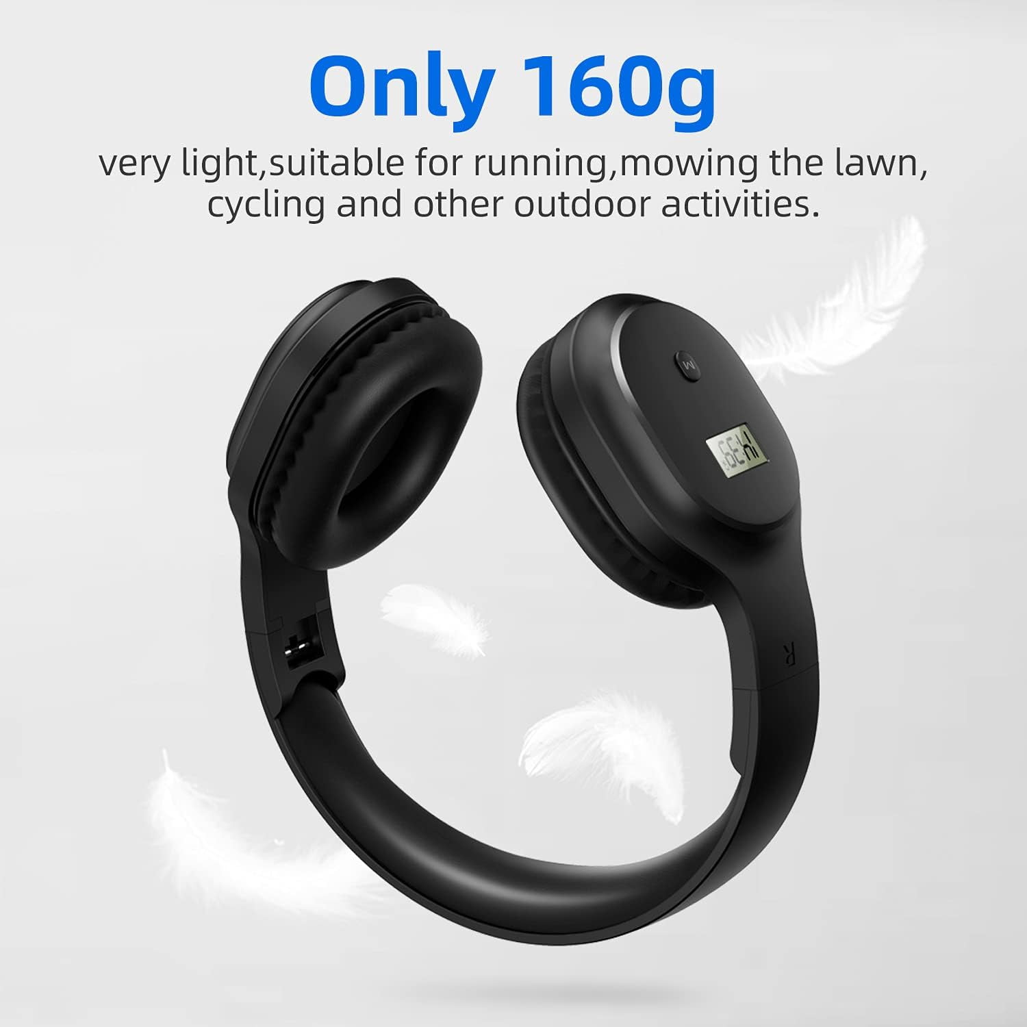 FM Radio Headphones with Bluetooth, Rechargeable Portable Headset with Built-in Microphone, Lightweight and Comfortable Ear Muffs for Jogging, Cycling