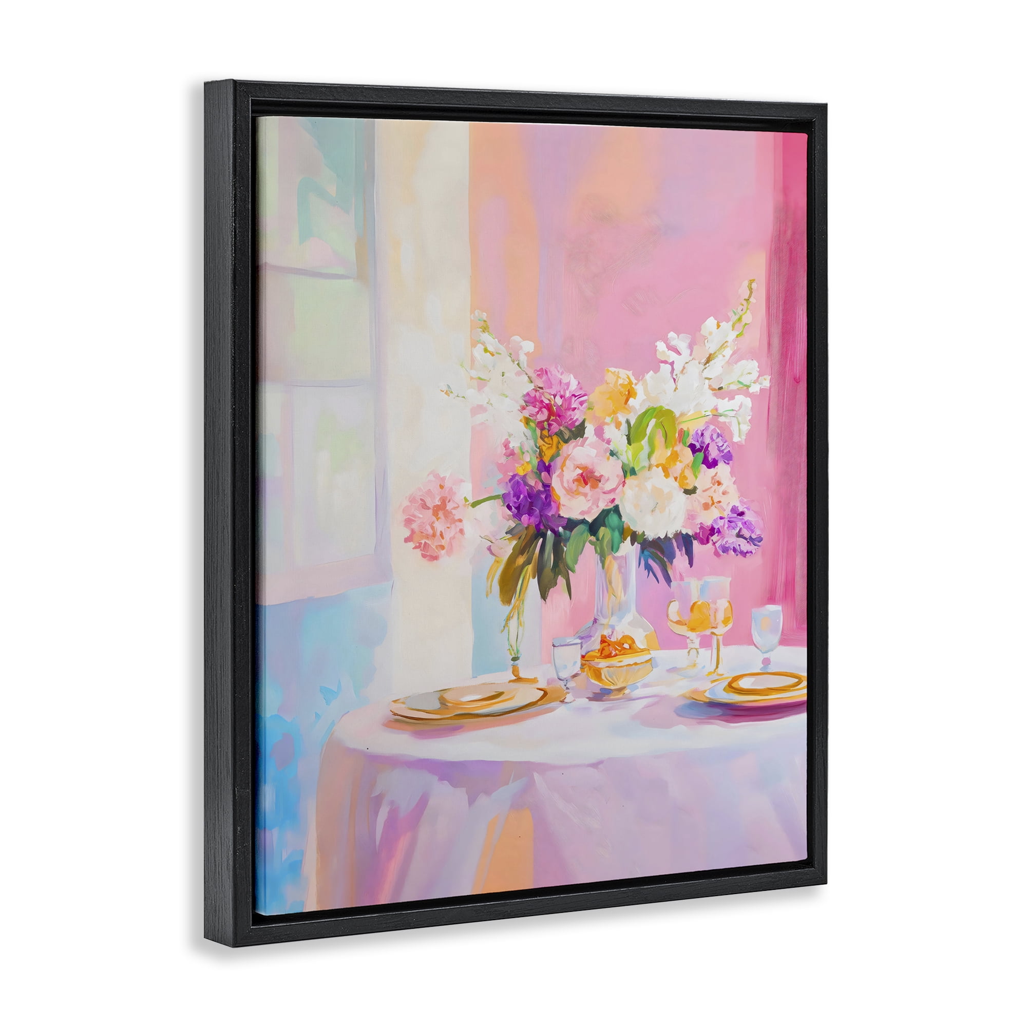 Stupell Industries Pink Brunch with Romantic Bouquet Black Framed Floater Canvas Wall Art, design by The Prints Vibe