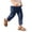 Navy, variant on Kids Linen Cropped Pants Elastic Waist Breathable Thin Ankle Trousers, Summer Casual Bottoms Black 170