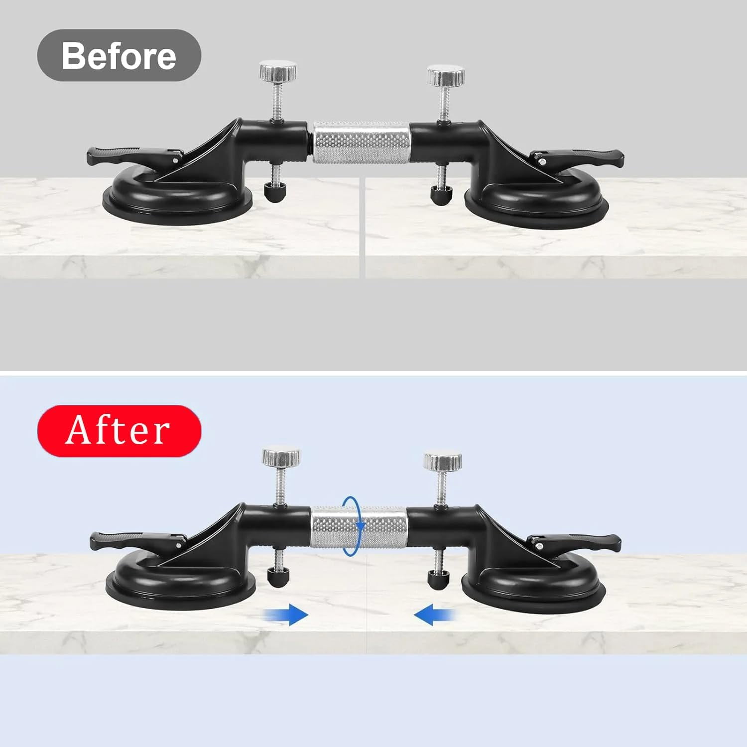 Zunife Pro 2026 Upgraded Countertop Seam Setter Clamps - Adjustable Alignment & Leveling Tool for Granite, Marble, Quartz, Stone & Glass Installation (Yellow)