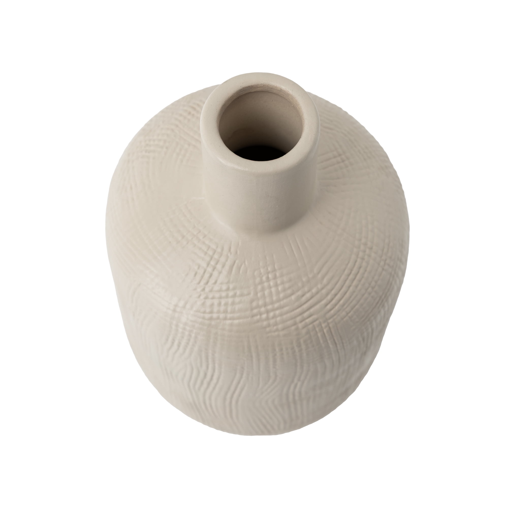 Mainstays Papyrus Beige Combed Ceramic Decorative Vase, 8.75"