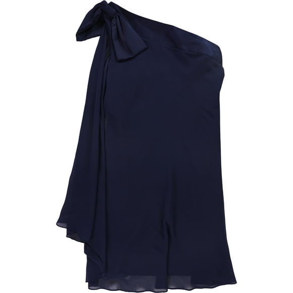 Ralph Lauren Womens Satin Trim One Shoulder Dress, navy, 14