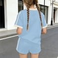 thumbnail image 5 of Amidoa Girls 2 Piece Outfits Summer Clothes Floral Print Short Sleeve Cute T-Shirt and Casual Shorts Kids Clothing Sets Light Blue Size 4T, 5 of 6