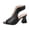 Shoes # Black, variant on Chunky Heel Sandals for Women Open Toe Geometric Block Heel Slingback Dress Shoes Woven Texture Cutout Design Elegant Summer Evening Party Footwear
