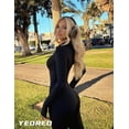 thumbnail image 3 of Mono largo de manga larga con cierre frontal y ajuste bodycon en negro YEOREO, 3 of 6