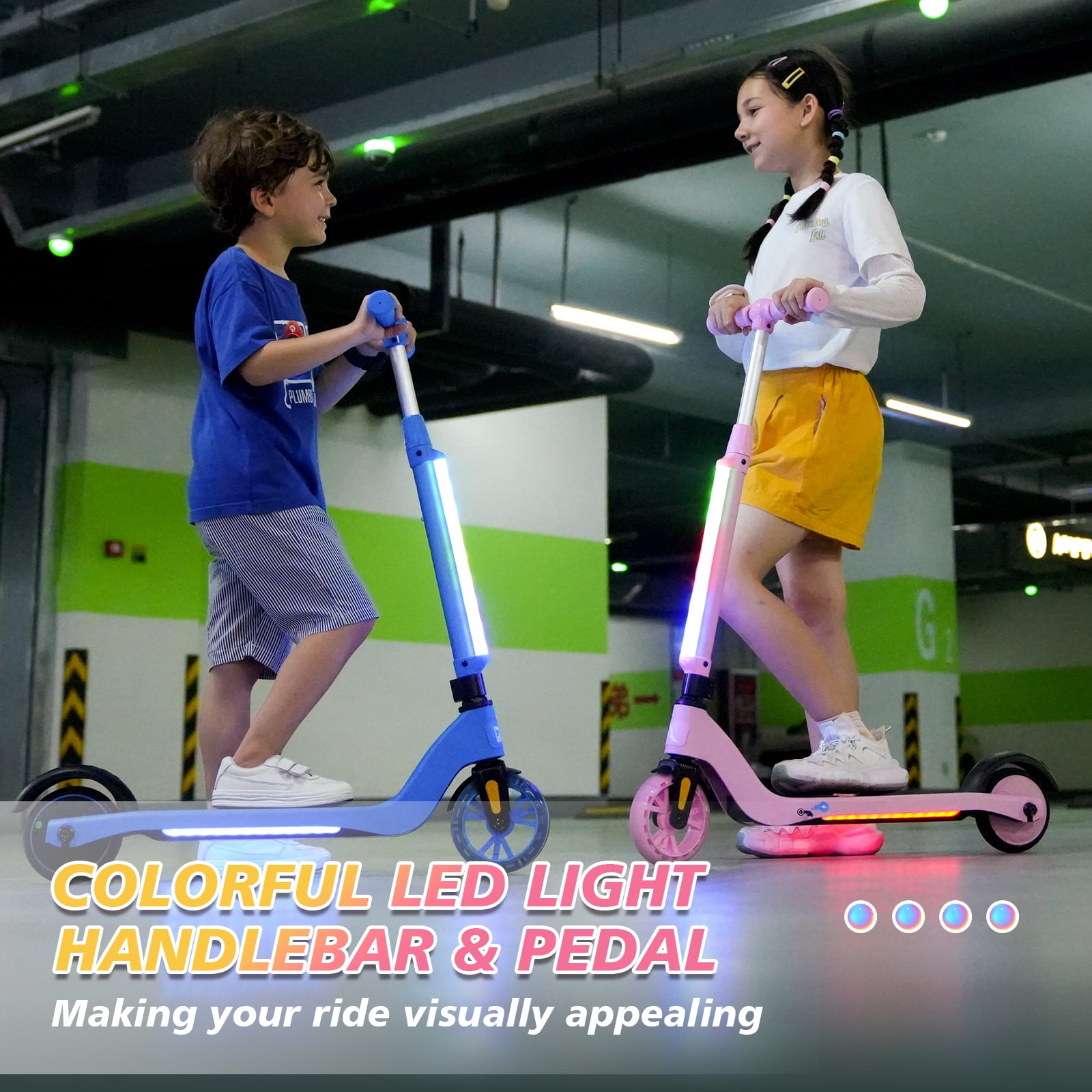 EVERCROSS Electric Scooter for Kids Ages 4+, 5 mph & 40 mins of Ride, LED Colorful Lights, Adjustable Height and Lightweight, Gift for Kids