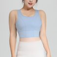thumbnail image 5 of Women Bras Bagged Sports Underwear High Waist Gathered Abdominal Heart Showing Thin Yoga Bra Beautiful Back Hollowed Out Fitness Bra Comfortable Bras for Women Blue XL, 5 of 6