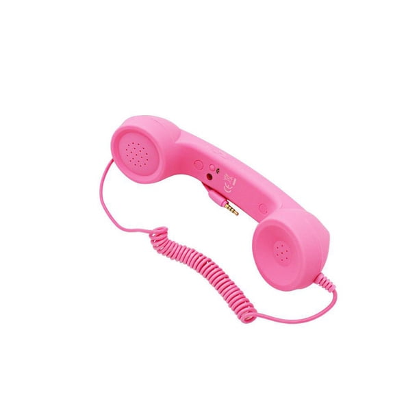 Inteprter Teléfono Auricular Con estilo Confort Auricular Receptor Clásico Universal Receptores de teléfono Auricular móvil Micrófono Videojuegos y accesorios Rosa