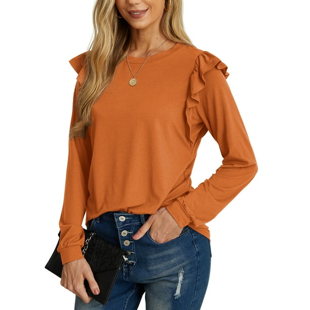 Orange loose fitting linen blouse 4902 Orange loose fitting linen blouse 4902
