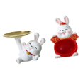 thumbnail image 3 of 2x Rabbit Statue Figurine Lying Down with Tray and Big Belly Macarena Estatuilla de conejo, 3 of 8