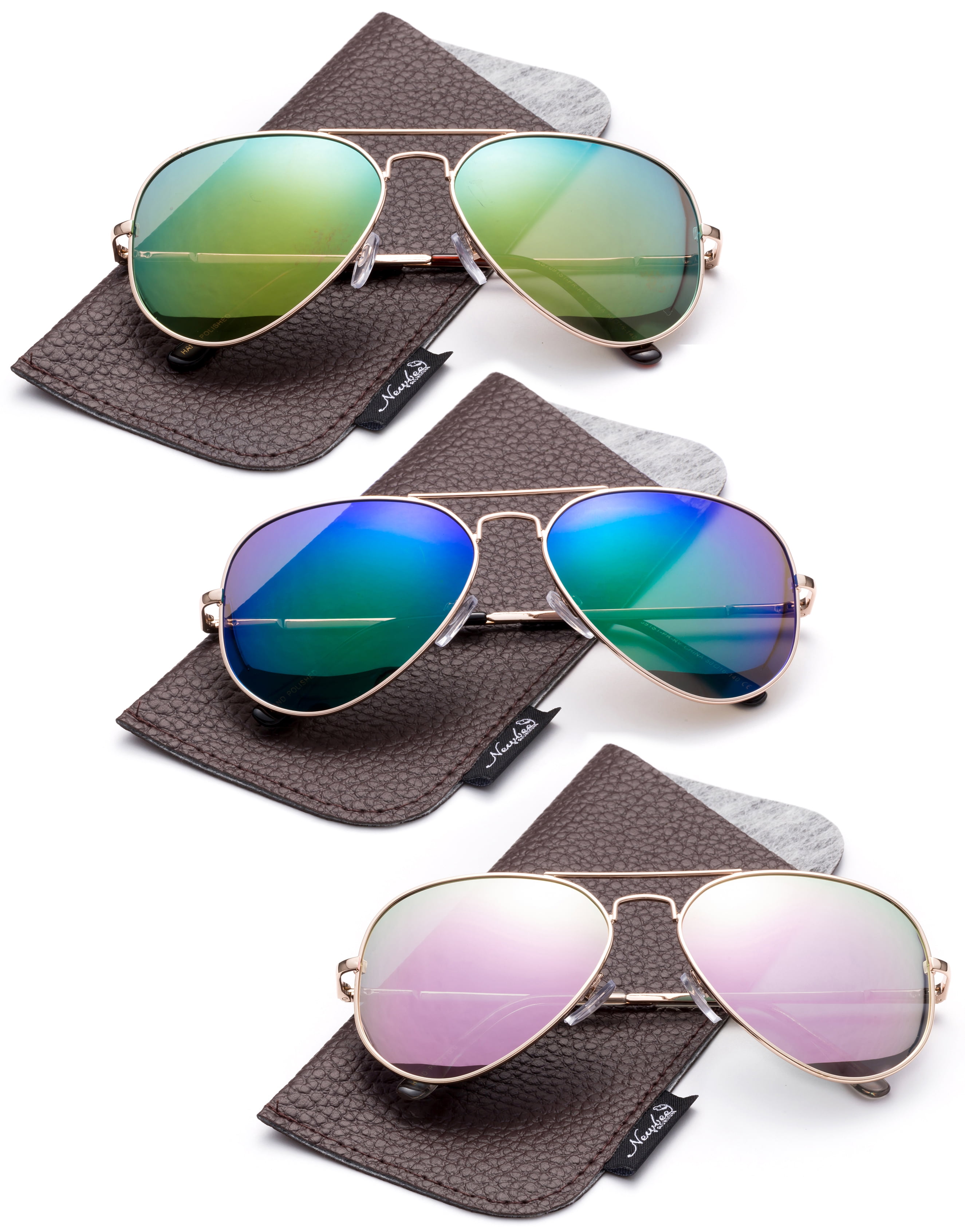 Newbee Fashion - Polarized Aviator Sunglasses Mirrored Lens Classic