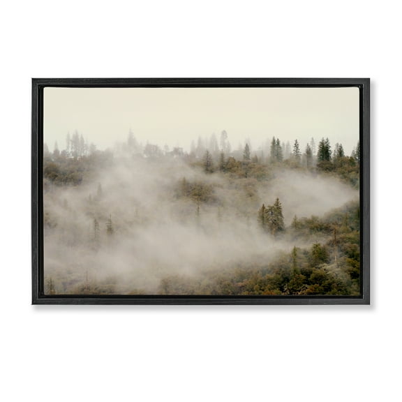 Stupell Industries Morning Fog over Trees Landscape & Nature Photography Black Floater Framed Canvas Art Print Wall Art, 25 x 17