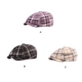 thumbnail image 4 of sweethay Boinas sombrero a cuadros Otoño Invierno cálido Festival al aire libre Camping viajes senderismo calle moda gorra plana con visera para hombre Sombreros amarillo beis sweethay AP013486-03, 4 of 6