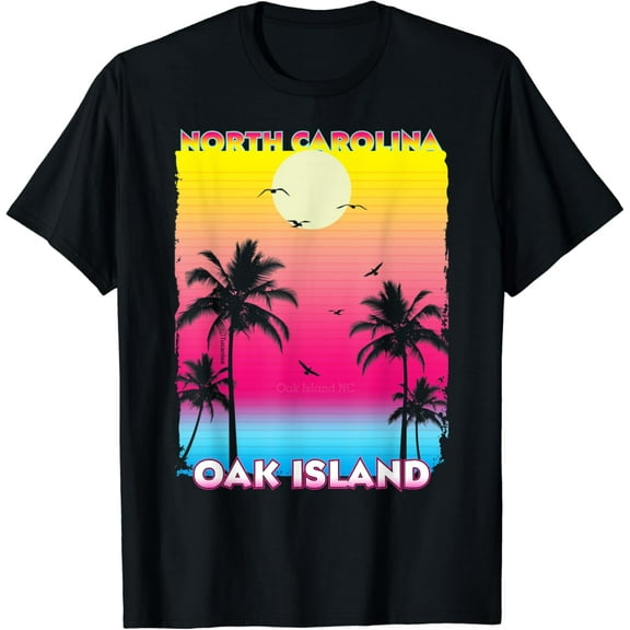 Oak Island North Carolina Nc Summer Vintage Sunset T-Shirt Unisex S-5XL Hot Trending Shirt, Vintage Birthday Gift