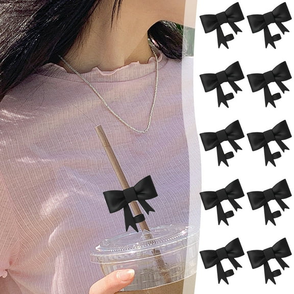 Fnochy 10mm Silicone Bow Straw Caps, 10 Pcs Reusable Straw Covers, Secure Fit for 10mm Straws, Spill-Proof Design, Travel-Friendly, Durable Silicone, Easy to Clean, Versatile for Home and Outdoor Use