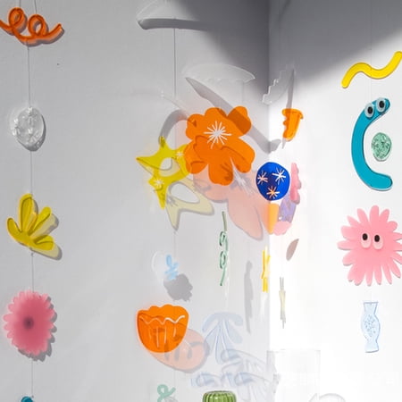Hadanceo Wind Chime Nordic Style Flower Print Acrylic Multi-color Geometric Hanging Decorations for Window