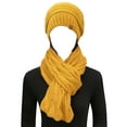 thumbnail image 4 of Wrapables Winter Warm Chunky Cable Knit Infinity Scarf and Beanie Set, Yellow, 4 of 7