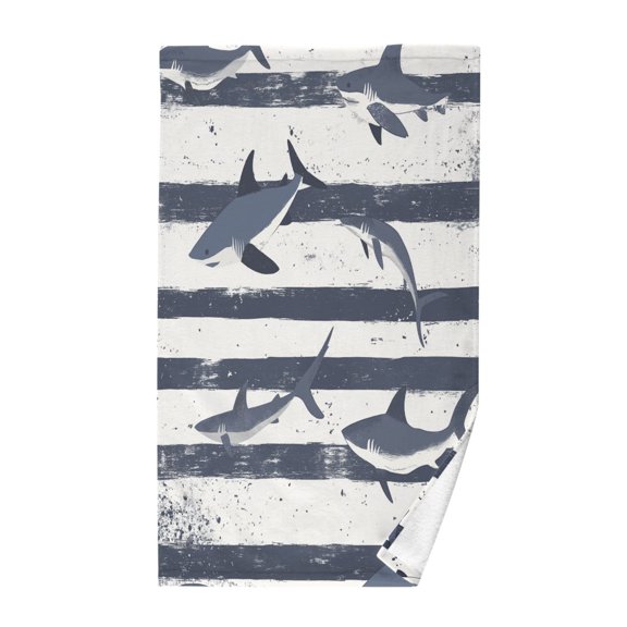 Yayeee 100% Cotton Hand Towels for Bathroom 16" x 28" Soft Absorbent Kitchen Towel, Light Sharks