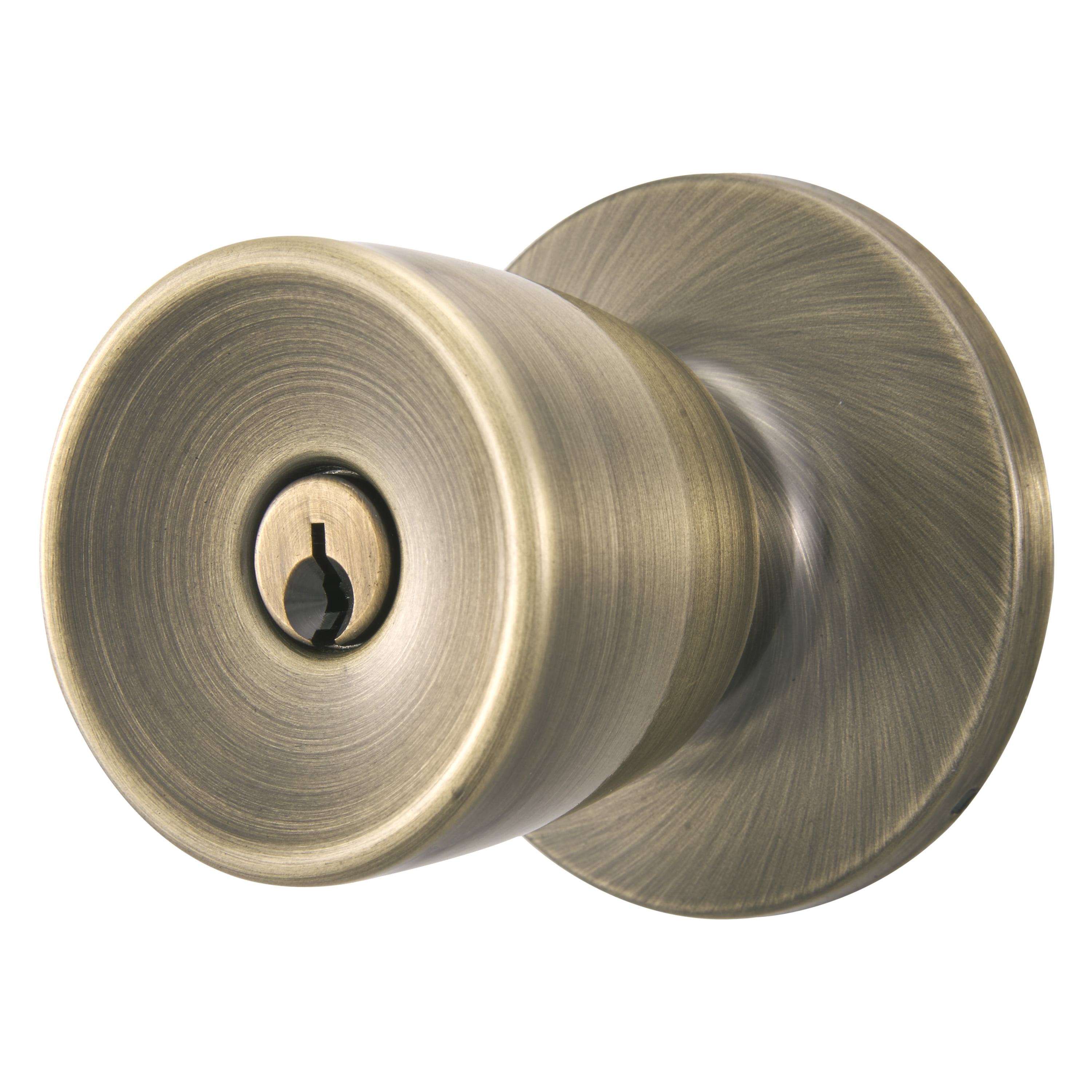 Brinks Keyed Entry Classic Bell Style Doorknob, Antique Brass Finish