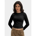 thumbnail image 6 of Women’s Basic Skinny Crop Top Tee Shirt Short Sleeve Workout Round Neck Cropped Tshirt, 6 of 6