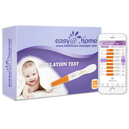 Easy@Home 25 Ovulation Predictor Kit Test Sticks, Midstream Fertility Tests, Powered by Premom Ovulation Predictor App and Period Tracking Free iOS and Android App, 25 LH