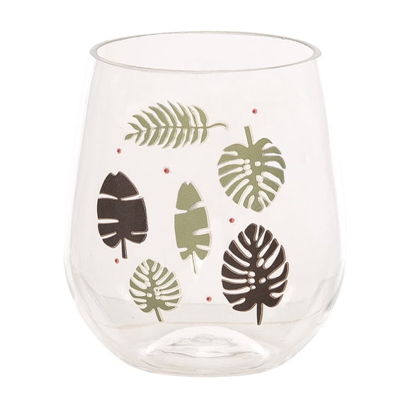 Palm Leaf Acrylic Stemless Tumbler Wine Glass