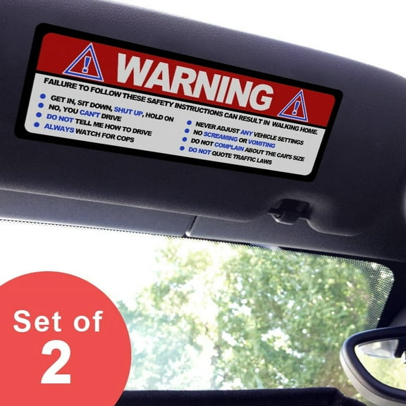 Large - Warning Funny Safety Rules - Visor Sticker Set for MINI Cooper
