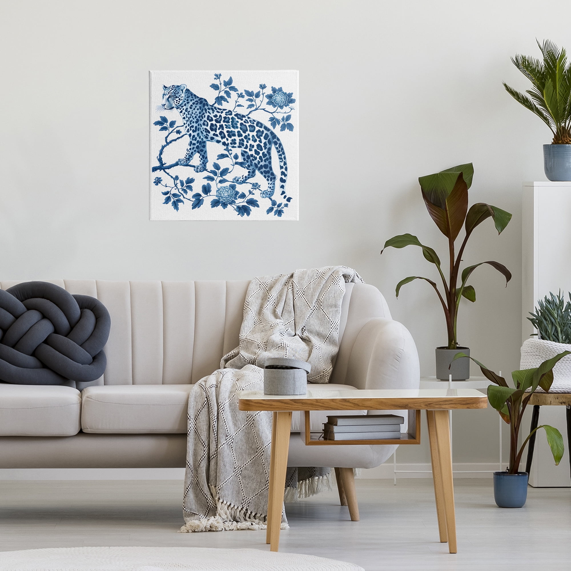 Traditional Ornate Floral Leopard Canvas Wall Art, design by Lettered and Lined
