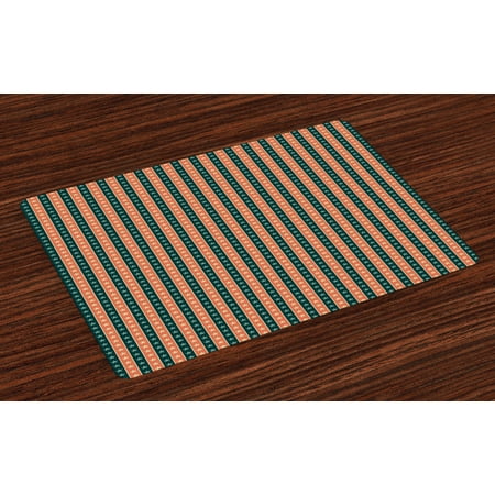 

Retro Placemats Set of 4 Vintage Stars Pattern Grunge Western American Culture States Independence Washable Fabric Place Mats for Dining Room Kitchen Table Decor Salmon Hunter Green by Ambesonne