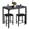 thumbnail image 3 of Topbuy 3PCS Counter Height Table Set 2 Chairs Dining Room Faux Marble Black, 3 of 6
