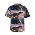 thumbnail image 3 of Daiia Sunset Cliff Dinosaur Hawaiian Shirt for Men Gentle Cotton Regular Short Sleeve Casual-Medium, 3 of 9