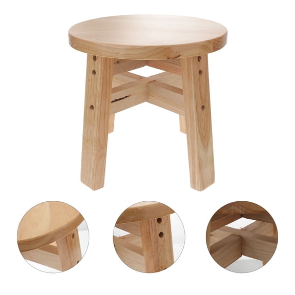 ETEREAUTY Etereautey Orange Wooden Stool Anti-Slip Home Use Shoe Changing
