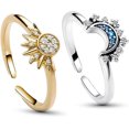 thumbnail image 1 of Sparkling Sun Ring/Blue Moon Ring with 14k Gold/Silver Plated, 1 of 5