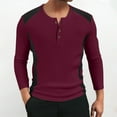 thumbnail image 2 of Chbgutlmr Shirts for Men Fall Notched V Neck Button Fitting Comfy Casual Long Sleeve Thermal Pullover Tops, 2 of 8