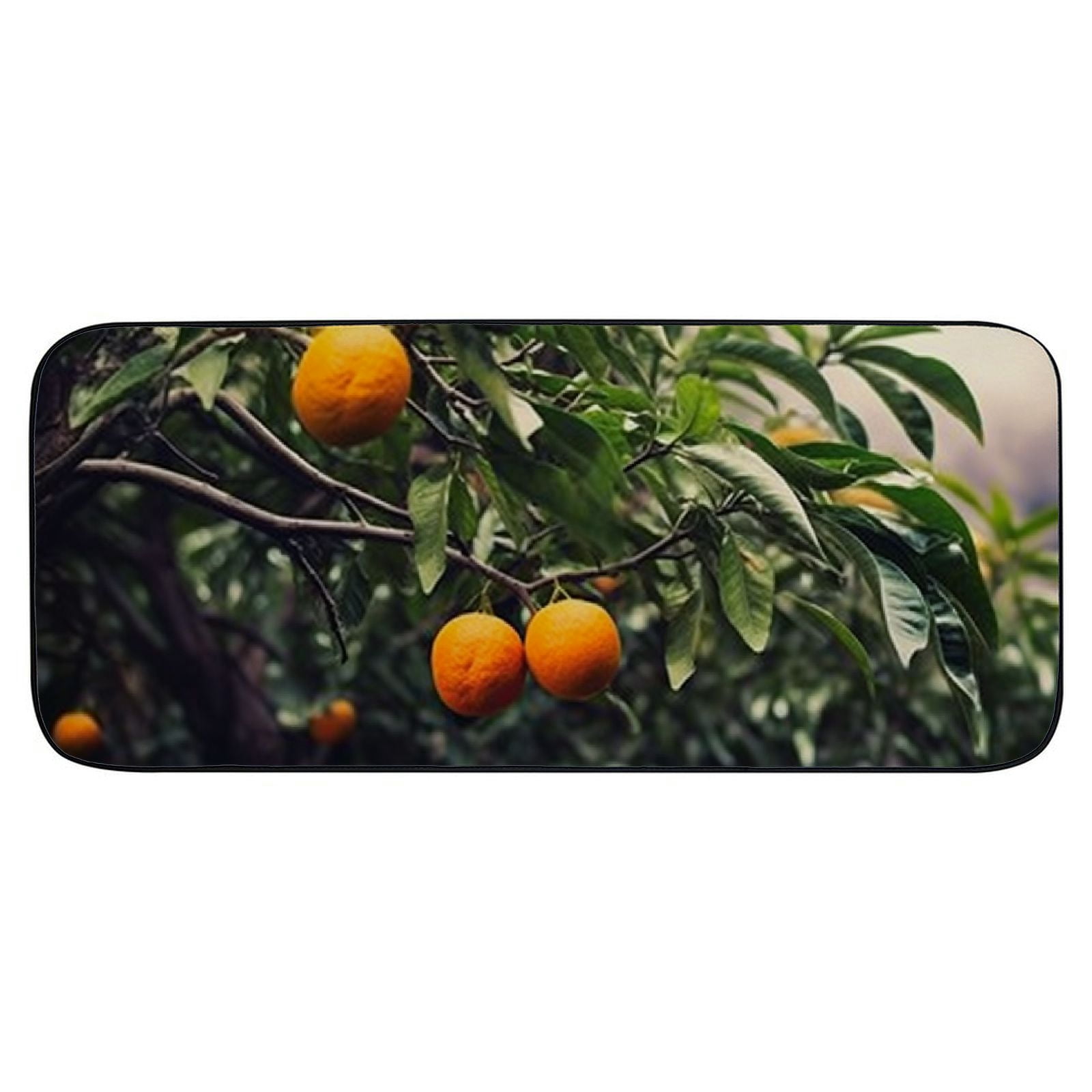 PHYHOO Decorative Door Mat, Door Mat with Non-Slip Rubber Backing, Easy Cleaning, Traps Dirt, Rug for Entry, Patio, Garage - Orange Tree Nature Branch Green Plant Fruit 19.68*47.24 in