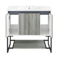 thumbnail image 6 of Marseille 36 in. Gray Bathroom Vanity With White, 3-Hole Ceramic Sink Top, 6 of 8