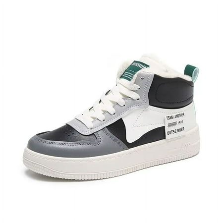 

Women‘s Colorblock Winter Fleece Lace-Up Platform Skate Shoes Fashion High Top Sneaker Women‘s Footwear