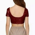 thumbnail image 3 of GBSYEWXS T-Shirts For Women Holiday Crew Neck Shirts Short Sleeve Sequins Red Tops, 3 of 5