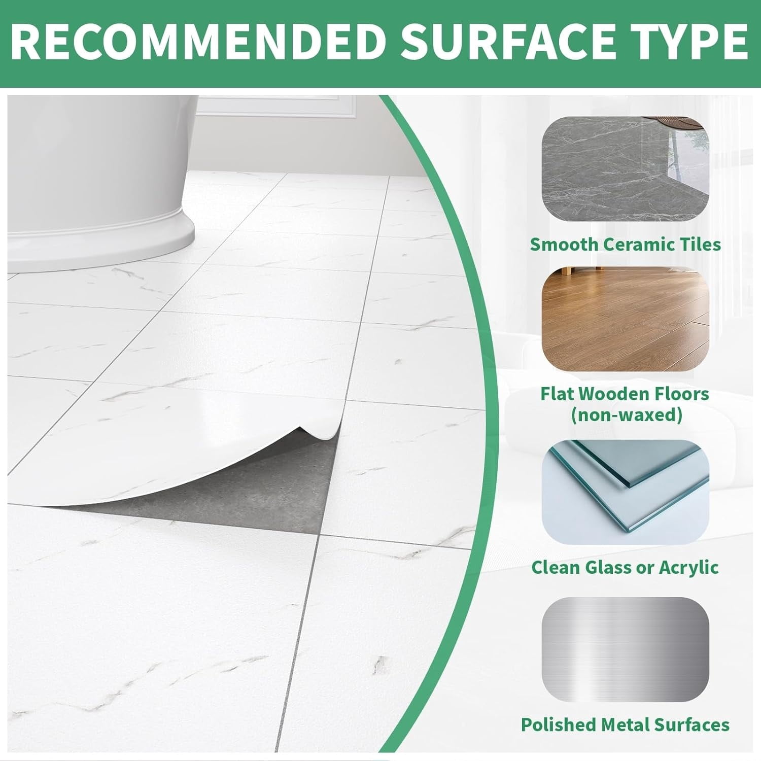 40 Pack Cover 40 Sq.Ft Peel and Stick Floor Tiles, 12” x 12” Self Adhesive Vinyl Flooring Easy DIY Installation for Kitchen, Living Room, Laundry, RV, Matte White Vein Marble