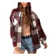 thumbnail image 1 of Txlixc Chaqueta a cuadros para mujeres, chaqueta de botón con capucha de manga larga, chaqueta de calle casual Txlixc  moda, 1 of 5