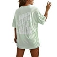 thumbnail image 1 of Haut Décontracté à Manches Courtes Col Roulé pour Femmes Imprimé Lettre Cœur T-Shirt Blouse, 1 of 7