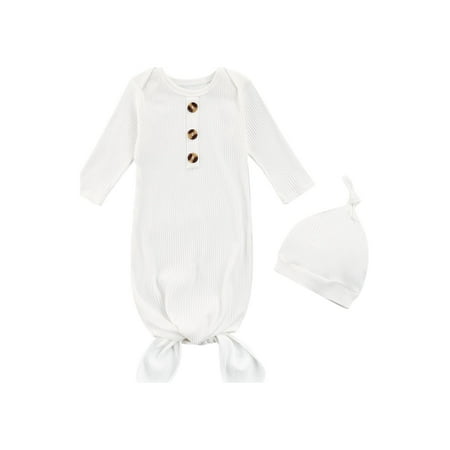 

jaweiw Baby Ribbed Solid Color Sleeping Bag Long Sleeve Buttoned Round Collar Long Pants Foot Wrap Kids Clothing