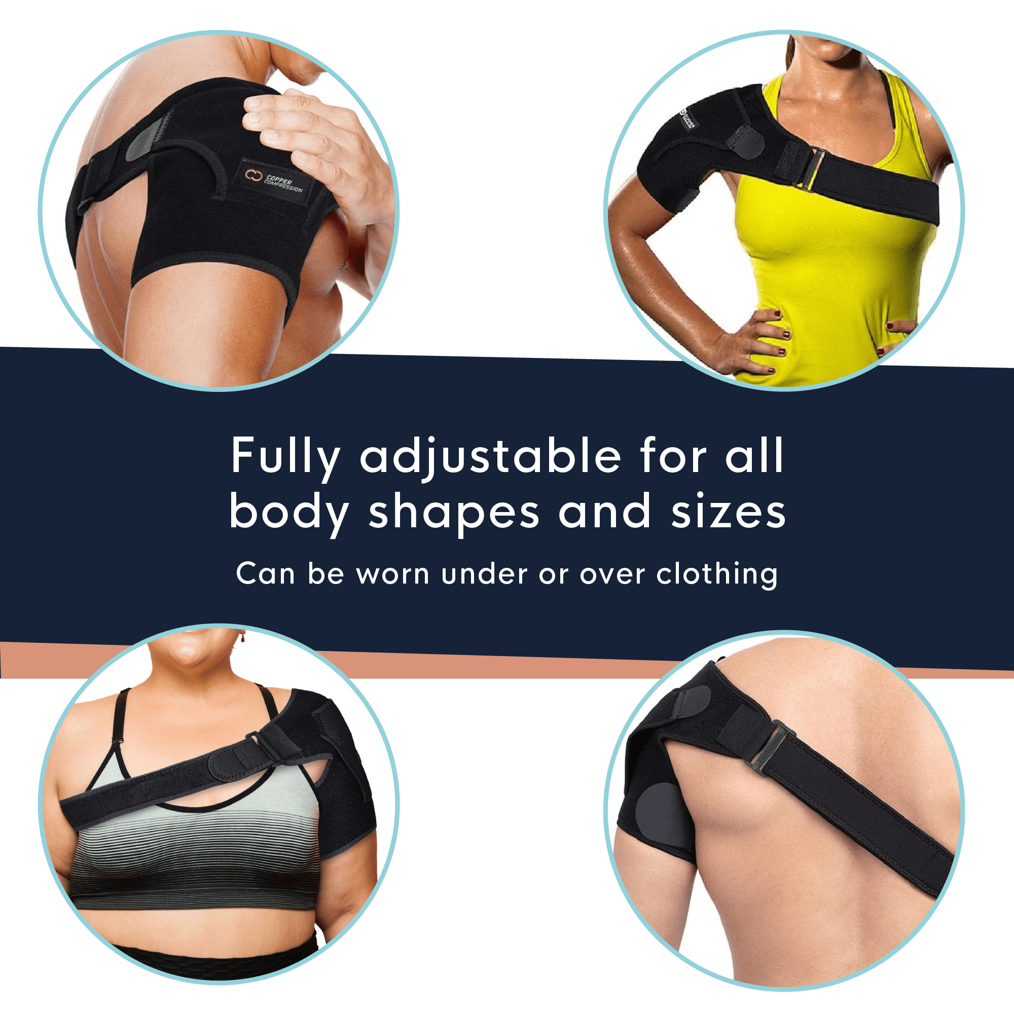 Copper Compression Recovery Shoulder Brace  - Black