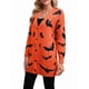 thumbnail image 3 of Cárdigan de Punto Holgado Informal de Larga con Botones para Mujer, con Diseño de Murciélago de Halloween. Color Naranja L, 3 of 10