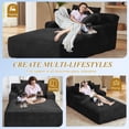 thumbnail image 5 of Aukfa 79" Extra Long Chaise Lounge Oversized Indoor Chair Boneless Couch for Living Room, 3Pillows, Black, 5 of 9