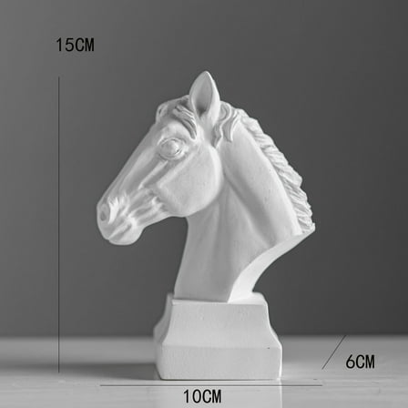 1pcs White Resin Little Head Horse Figurines, Decorative Ornaments for Table Centerpiece Living Room Decor